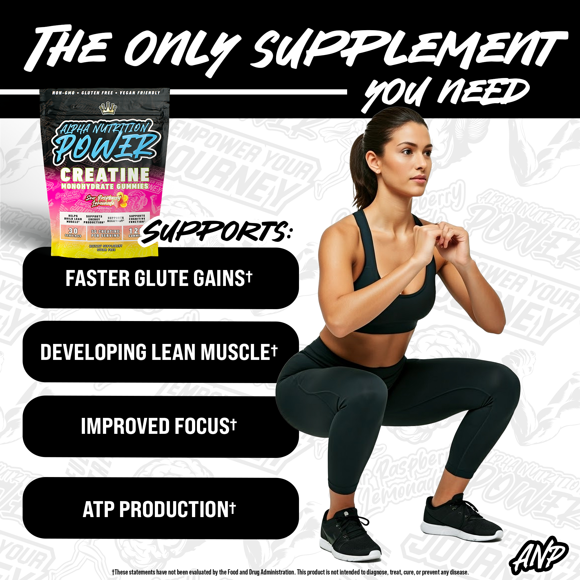 Creatine Monohydrate Gummies – Sugar-Free, Vegan, Gluten-Free – Sour Raspberry Lemonade Flavor – 30 Servings (120 Gummies) – Alpha Nutrition Power Supplements – Healthcare Muscle – Fitness Dietary – Optimum