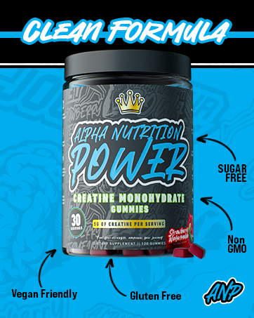 Creatine Monohydrate Gummies 5g - Alpha Nutrition Power Supplements - Supports Muscle Gain, Energy, Pre and Post Workout, Focus & Cognition, Recovery (120 Count)