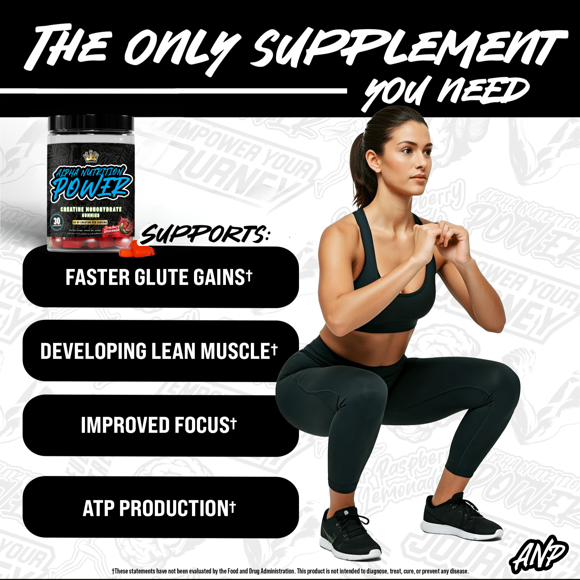 Creatine Monohydrate Gummies 5g - Strawberry-Watermelon Flavored Creatine for Men and Women - Supplement for Muscle Gain, Energy, Pre and Post Workout, Recovery, (120 Gummies)